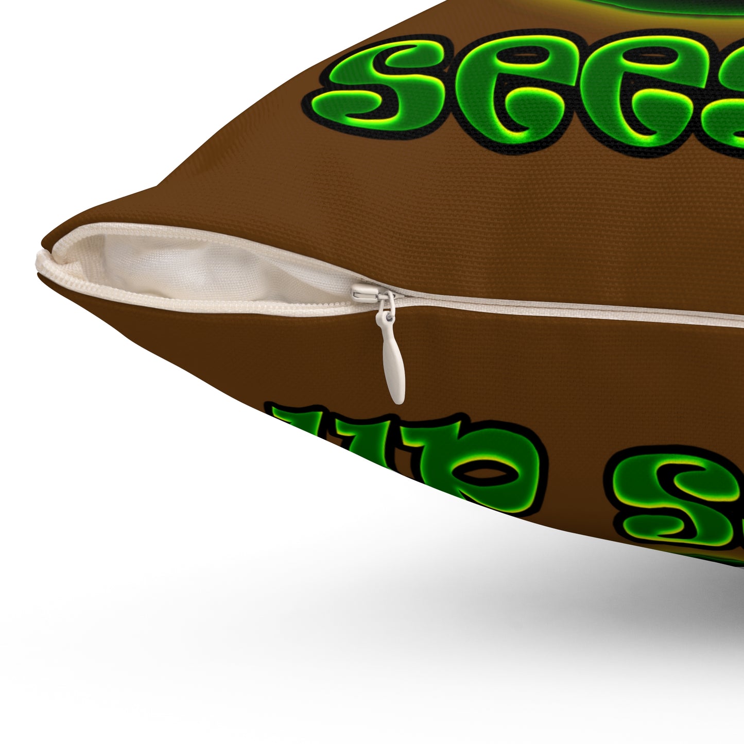 green monster - Spun Polyester Square Pillow - (brown)