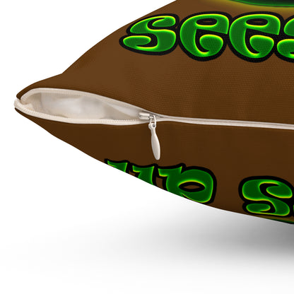 green monster - Spun Polyester Square Pillow - (brown)