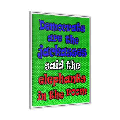 donkeys and elephants - framed canvas art (logo green)