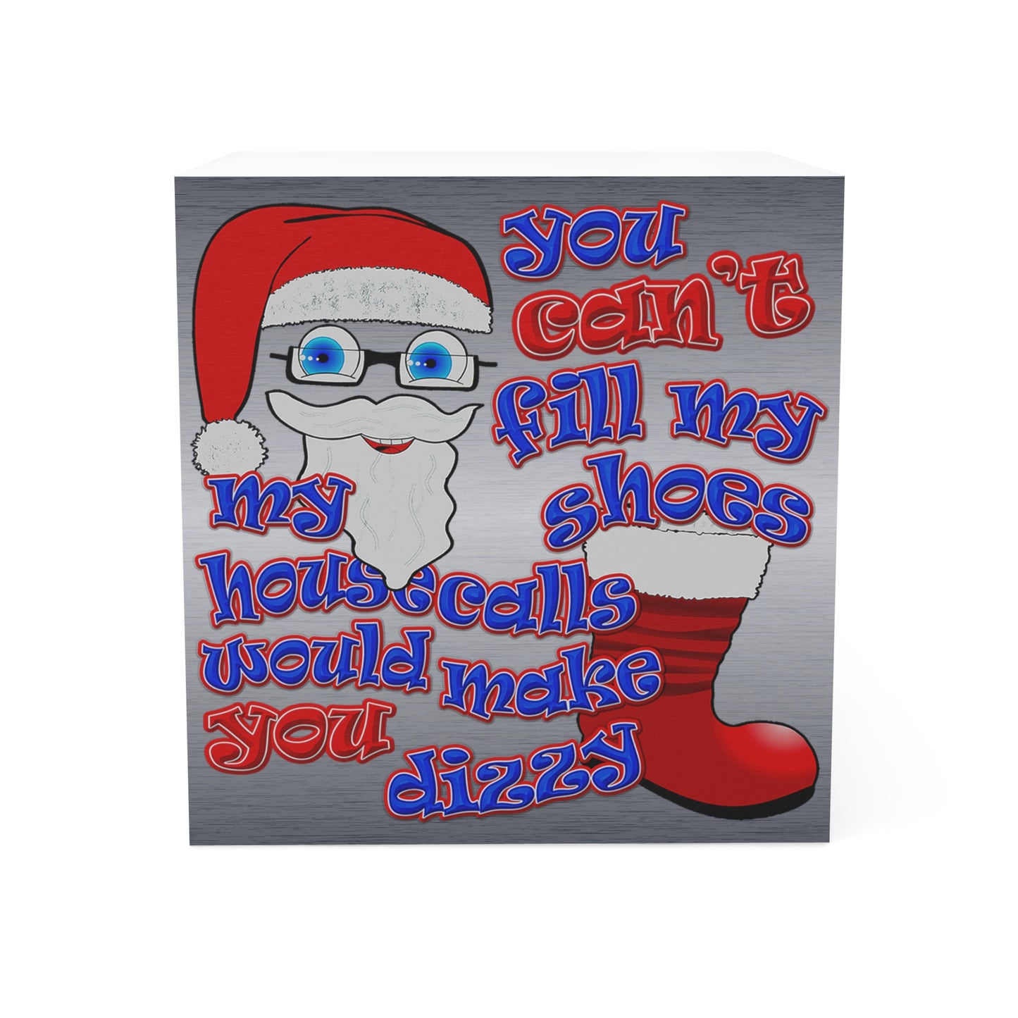 santa's shoes - note cube (brushed nickel)