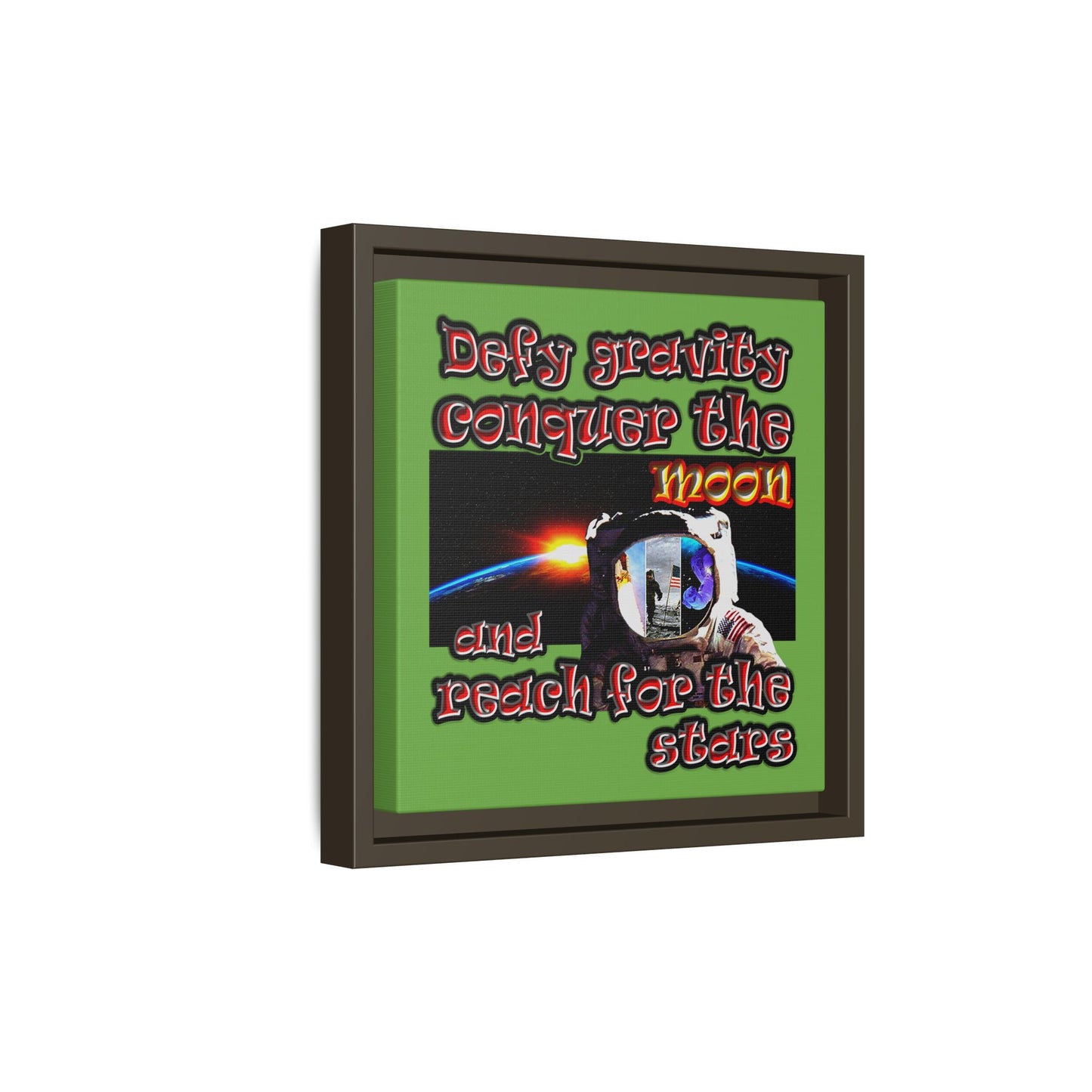 defy conquer reach - framed canvas art (green)