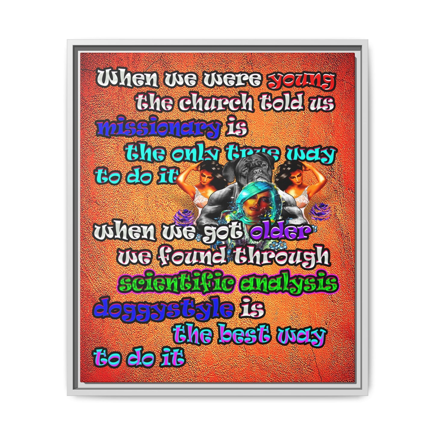 doggystyle - framed canvas art (burnt orange)
