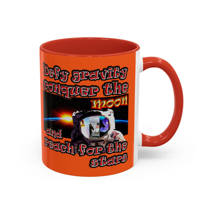 defy conquer reach - Accent Mug (orange)