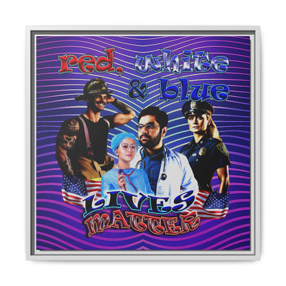 rw&b lives matter - framed canvas art (purple wave)