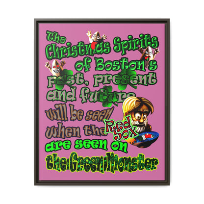 christmas spirits of boston - framed canvas art (light pink)