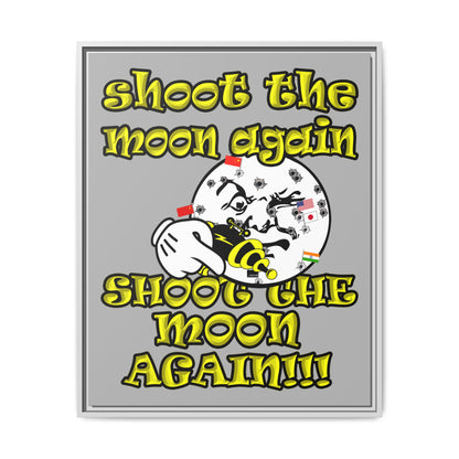 shoot the moon again - framed canvas art (light grey)
