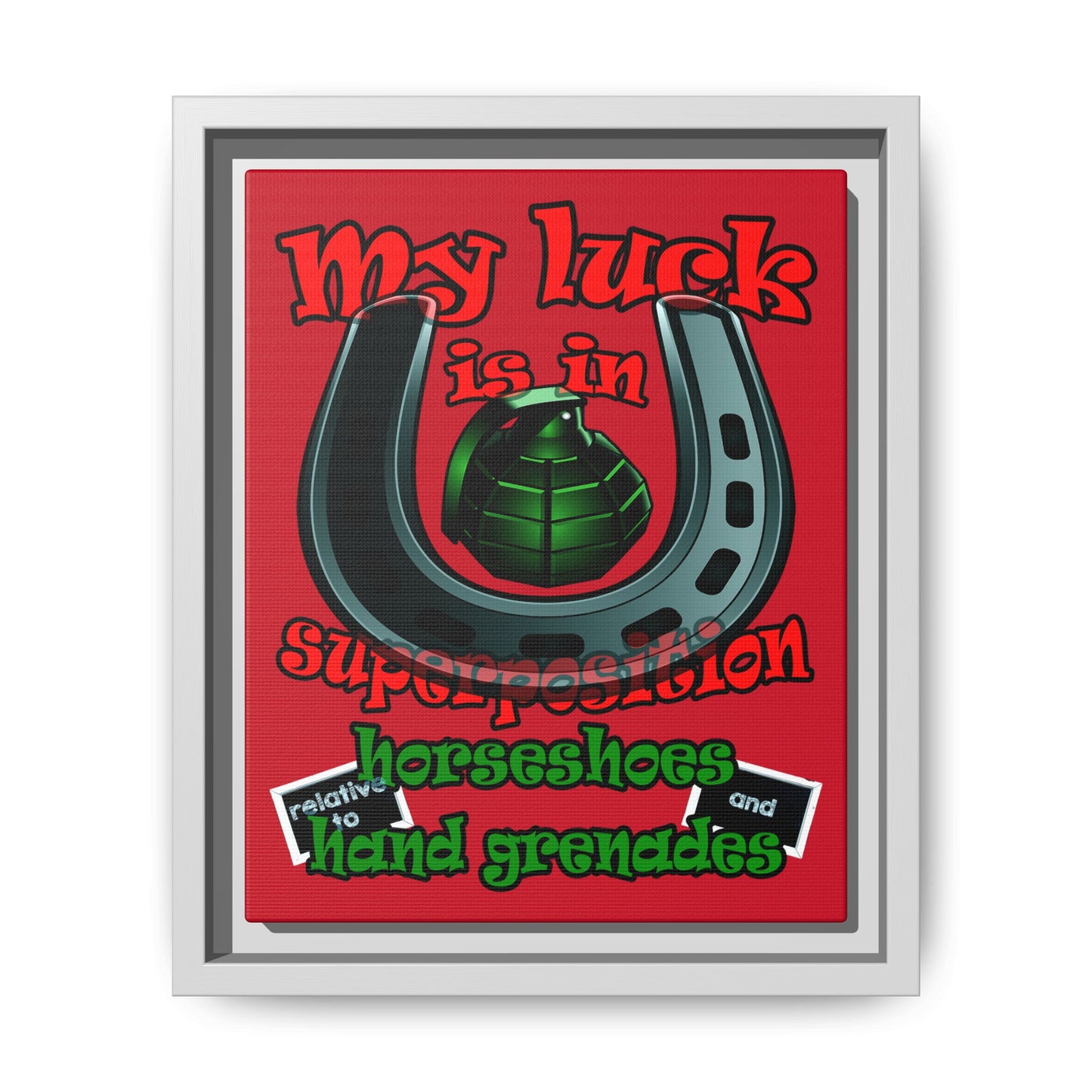 my luck - framed canvas art (dark red)