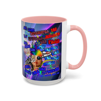 drop the beat - Accent Mug (grey-pink wave)