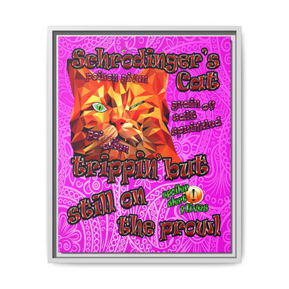 schrodinger's cat - framed canvas art (pink swirl)