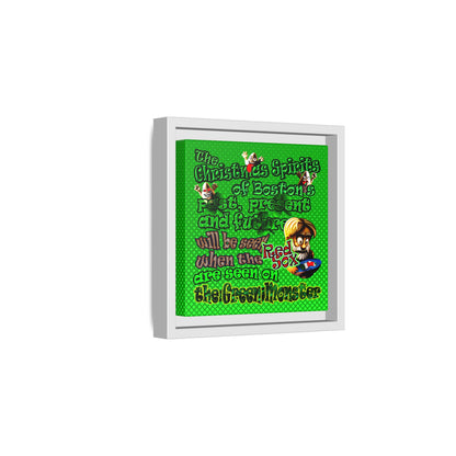 christmas spirits of boston - framed canvas art (logo green)