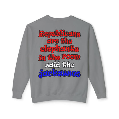 donkeys and elephants - Unisex Lightweight Crewneck Sweatshirt