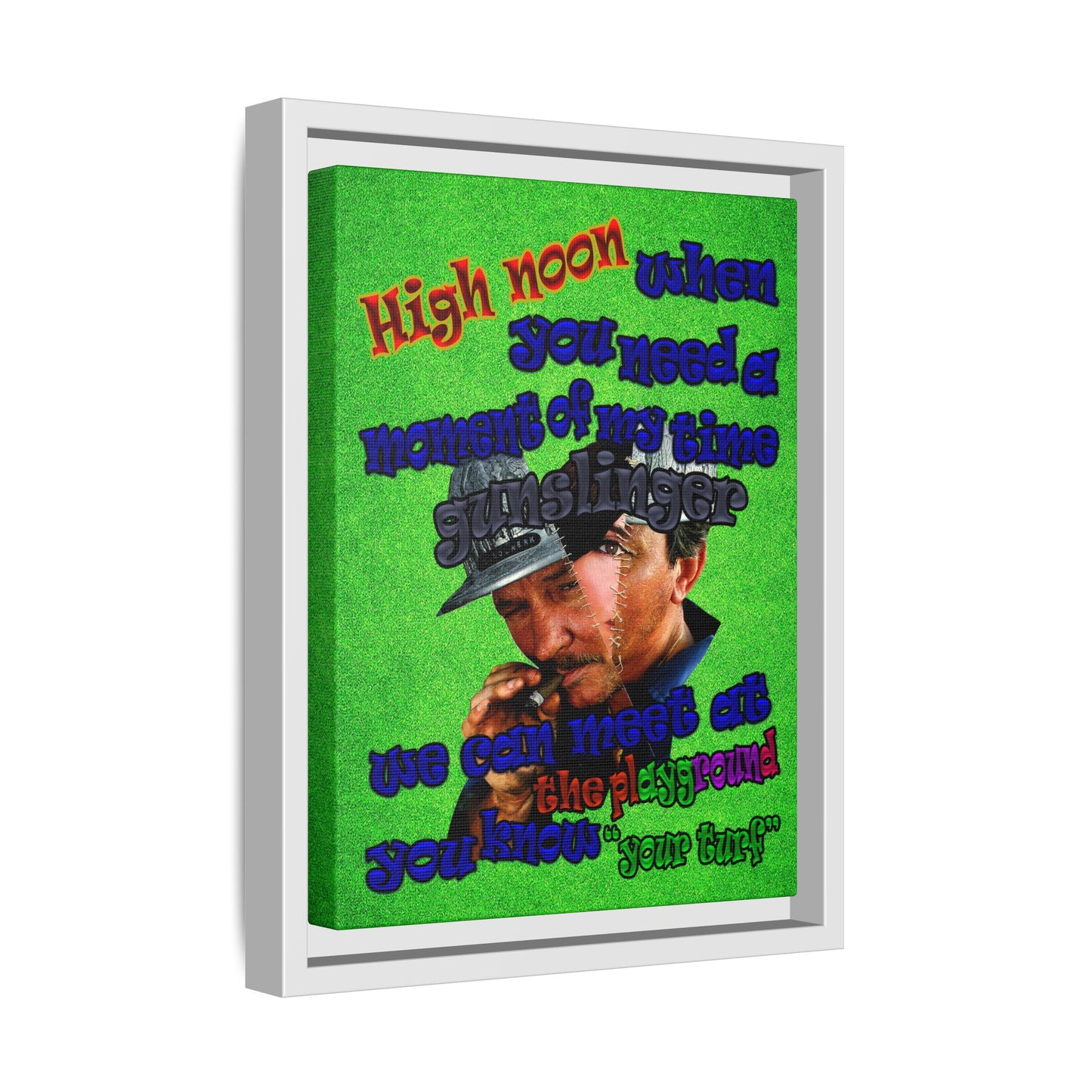 high noon - framed canvas art (green turf)
