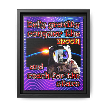 defy conquer reach - framed canvas art (purple wave)