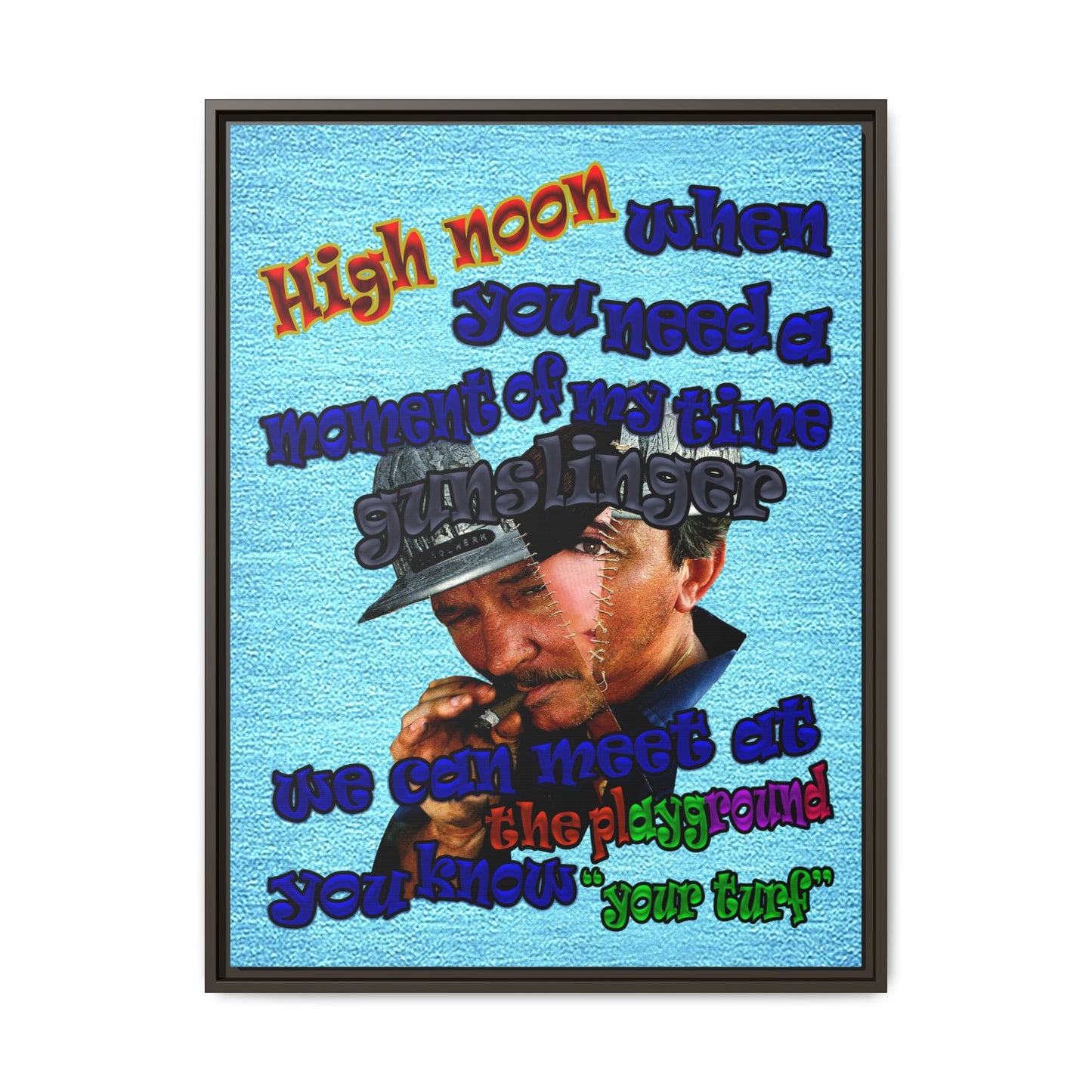 high noon - framed canvas art (faded blue)