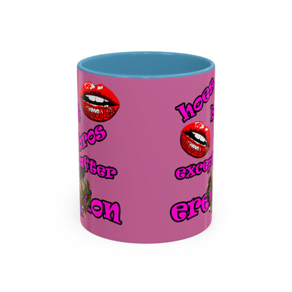 hoes b4 bros - Accent Mug (light pink)