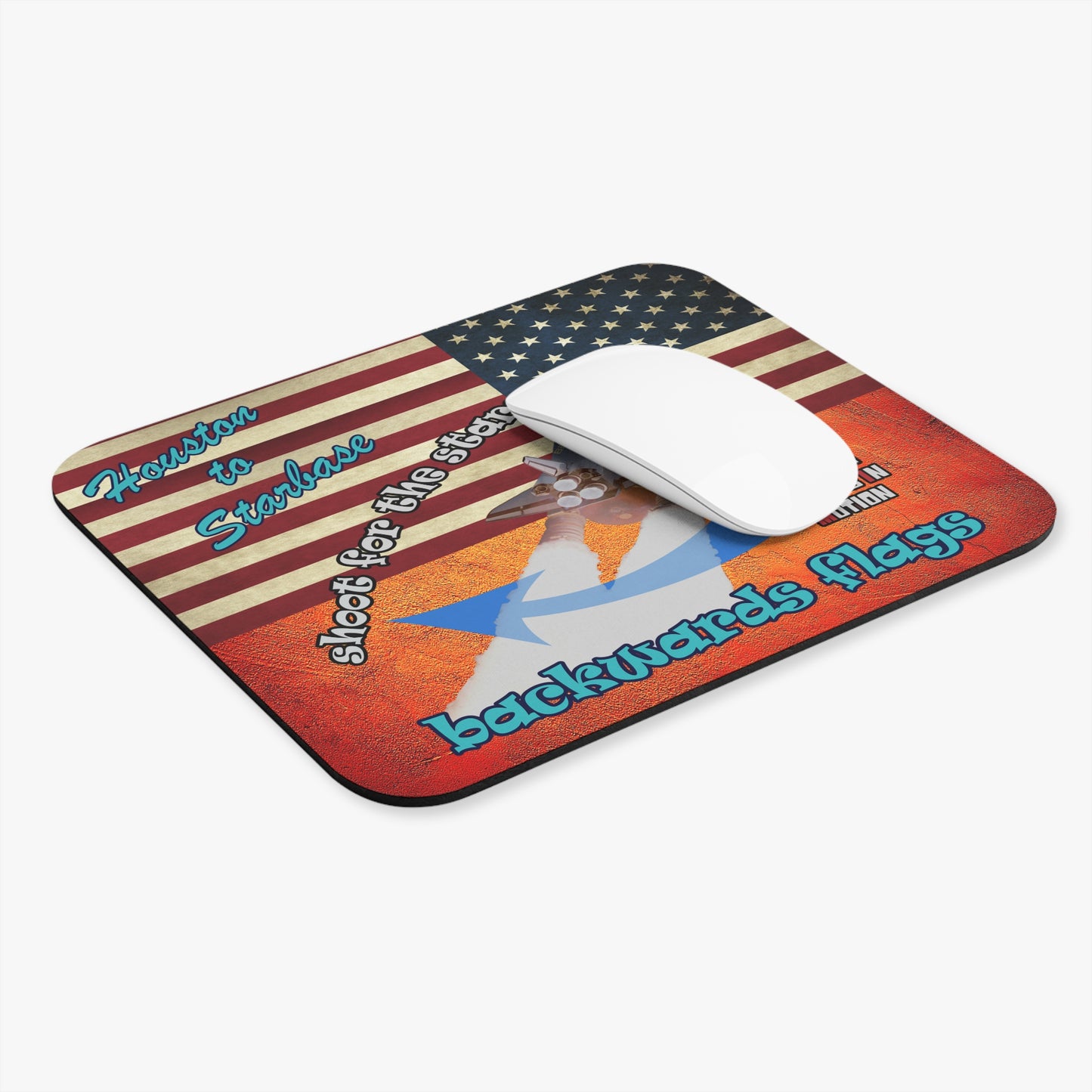 shoot for the stars - Mouse Pad (Rectangle) - (burnt orange)