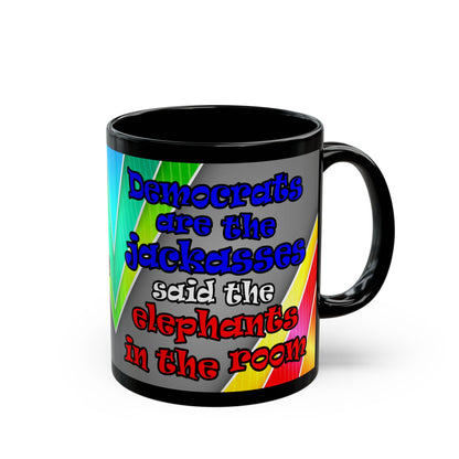 donkeys and elephants - Black Mug (rainbow split)