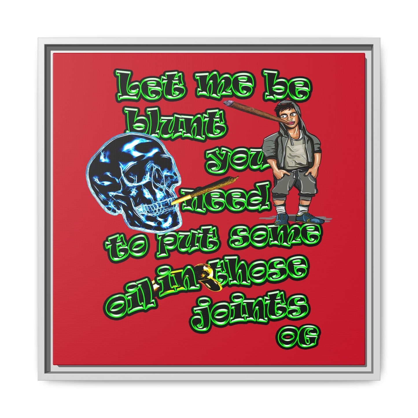 og - framed canvas art (dark red)
