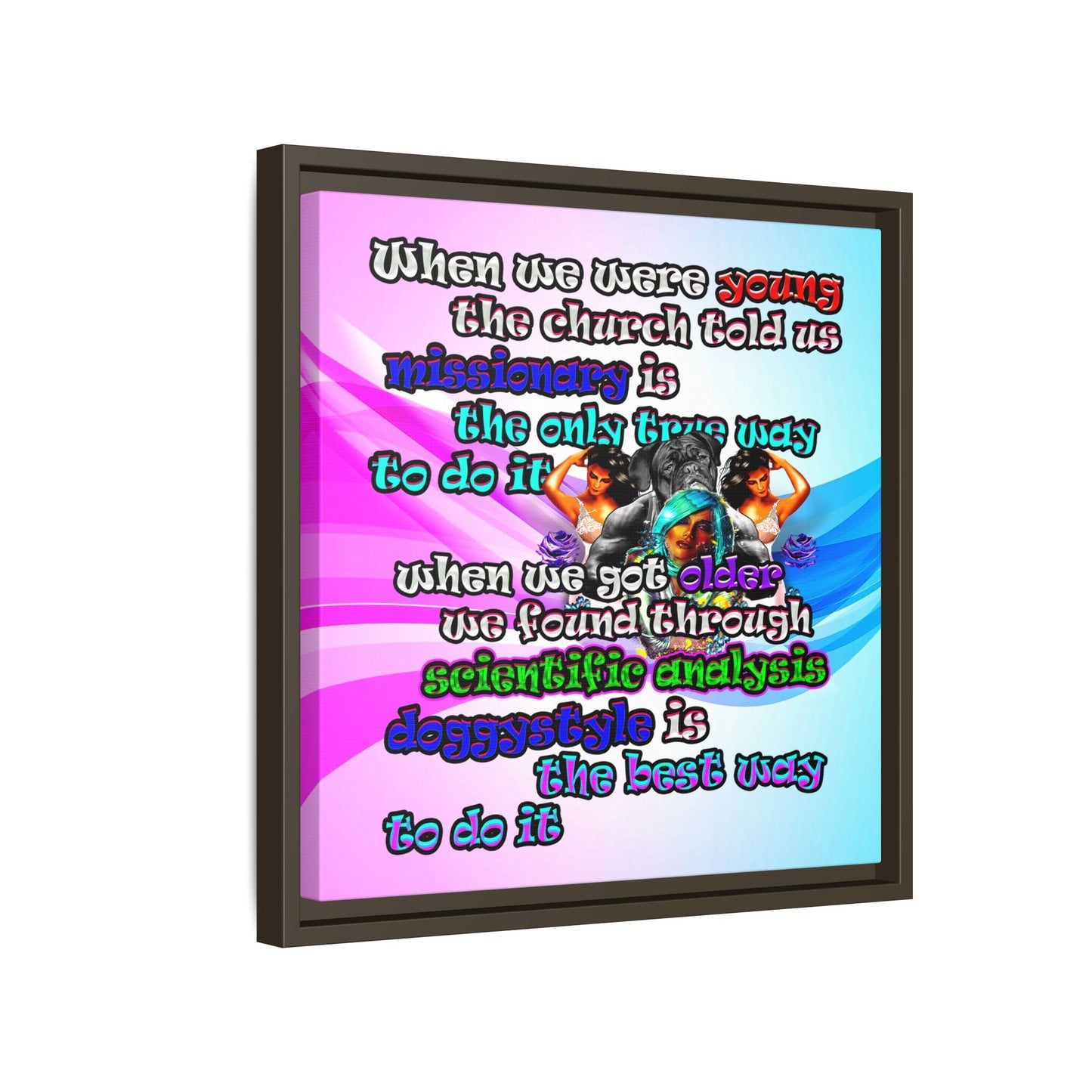 doggystyle - framed canvas art (light blue-pink wave)