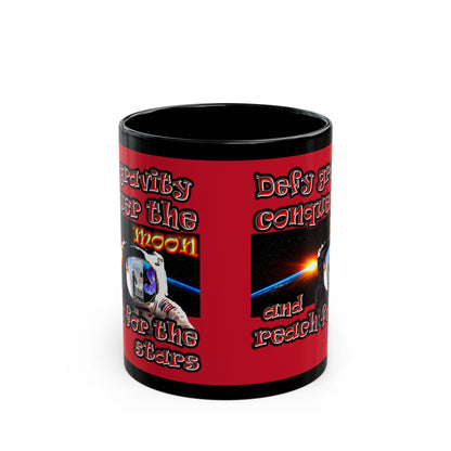 defy conquer reach - Black Mug (dark red)