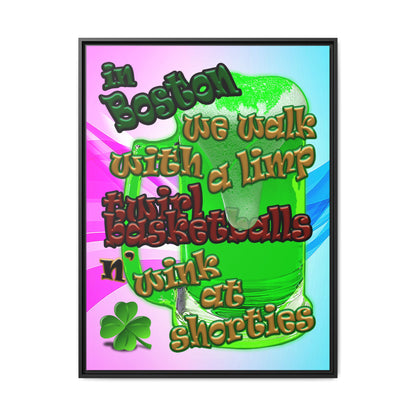 celtics logo - framed canvas art (light blue-pink wave)