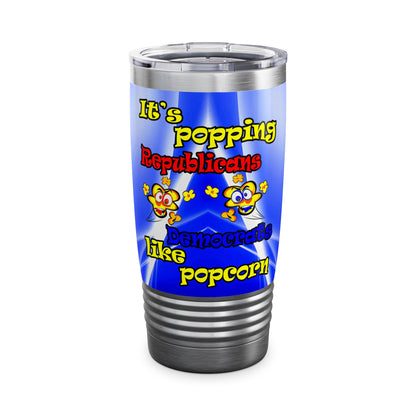 popping like popcorn - Ringneck Tumbler, 20oz (blue-white wave)