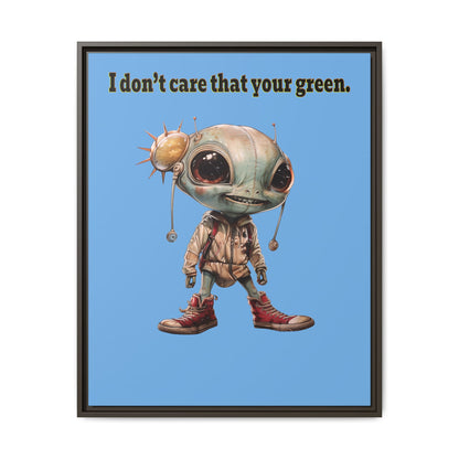 I don't care that your green - framed canvas art (light blue)