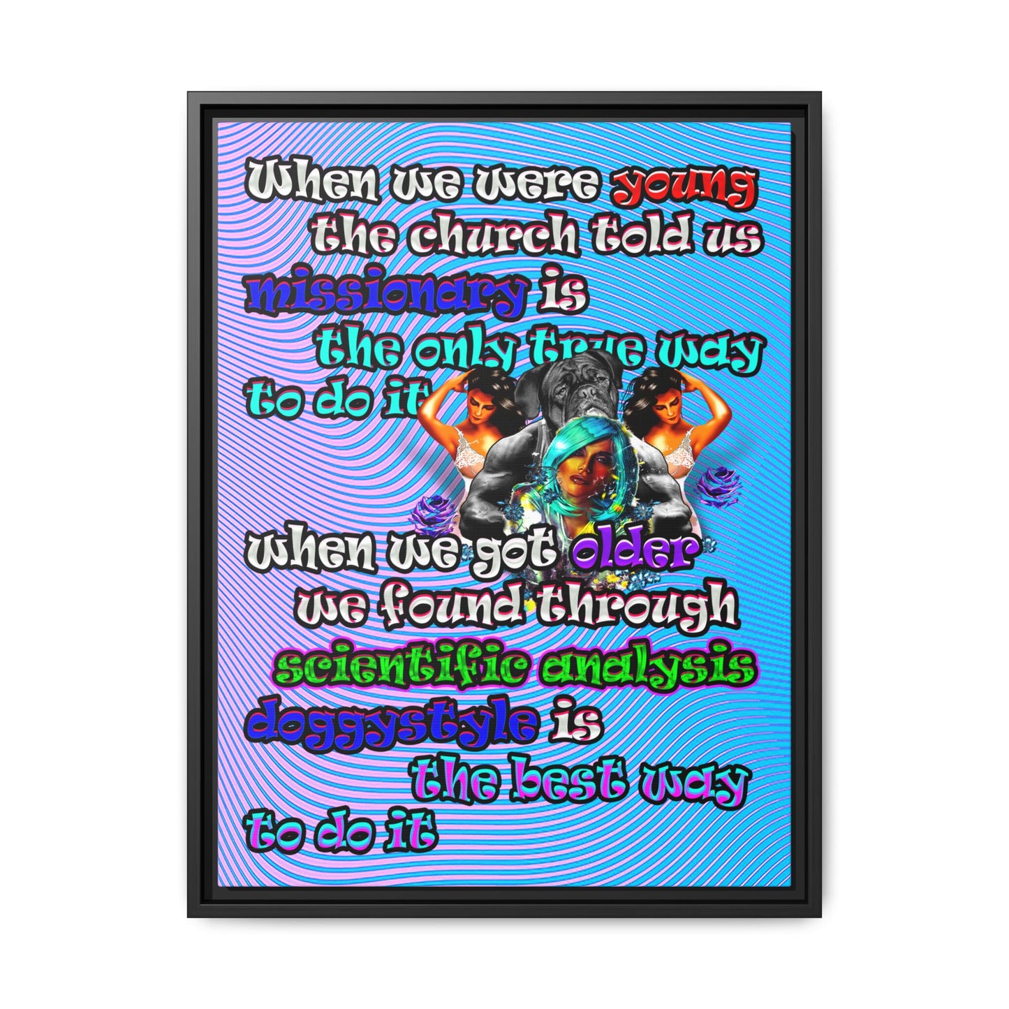 doggystyle - framed canvas art (light blue-purple wave)