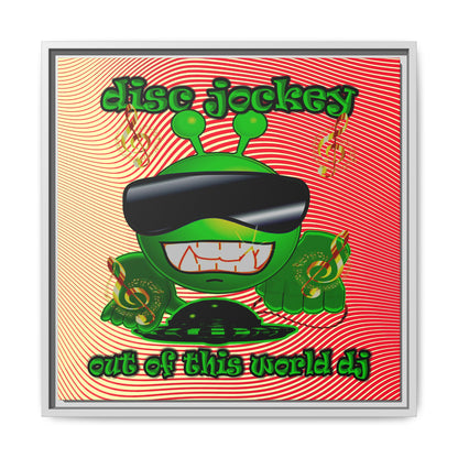 disc jockey - framed canvas art (yellow-orange wave)