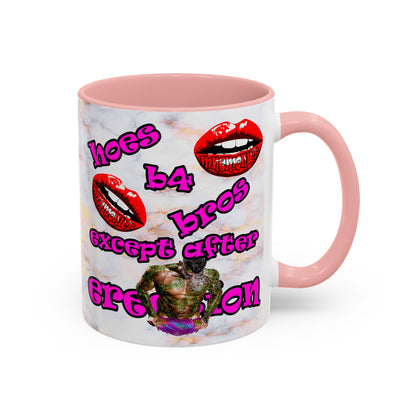 hoes b4 bros - Accent Mug (white marble)