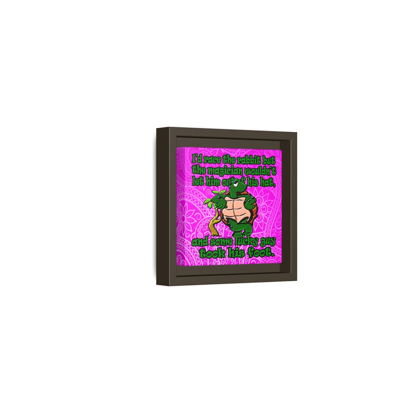 turtle race - framed canvas art (pink swirl)