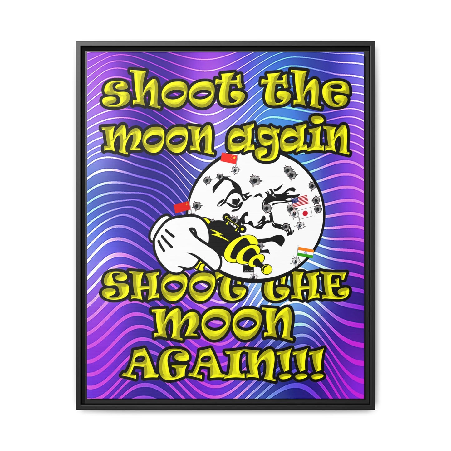 shoot the moon again - framed canvas art (purple wave)