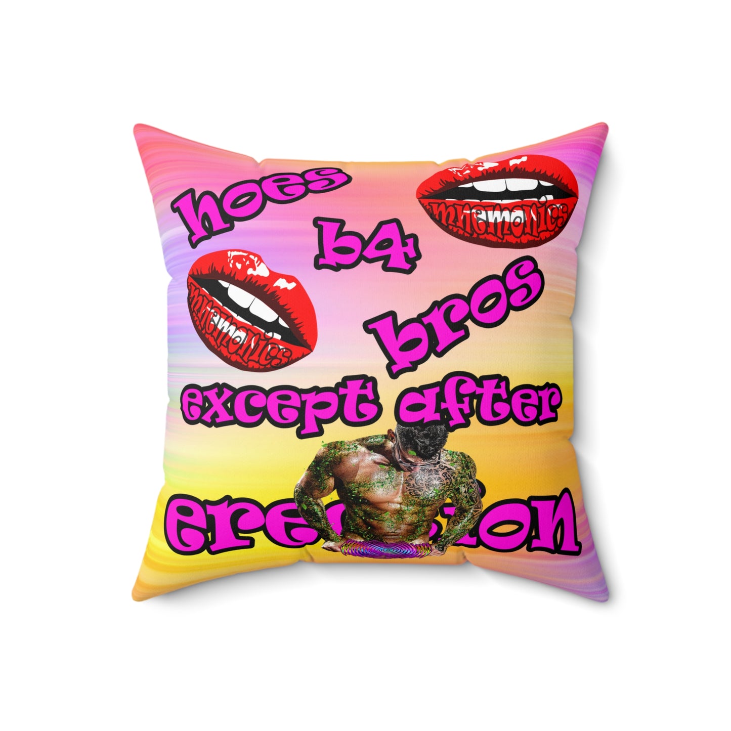 hoes b4 bros - Spun Polyester Square Pillow - (color blur)