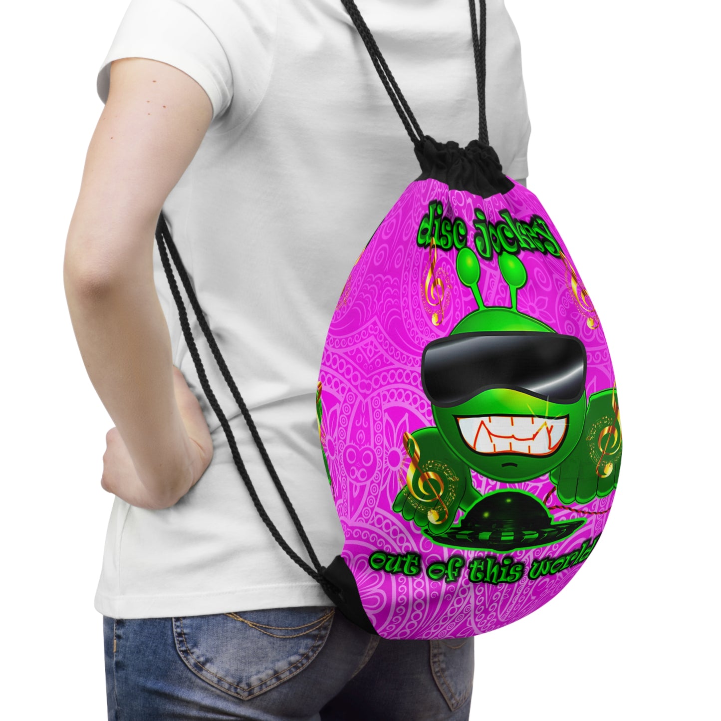 disc jockey - Drawstring Bag (pink swirl)