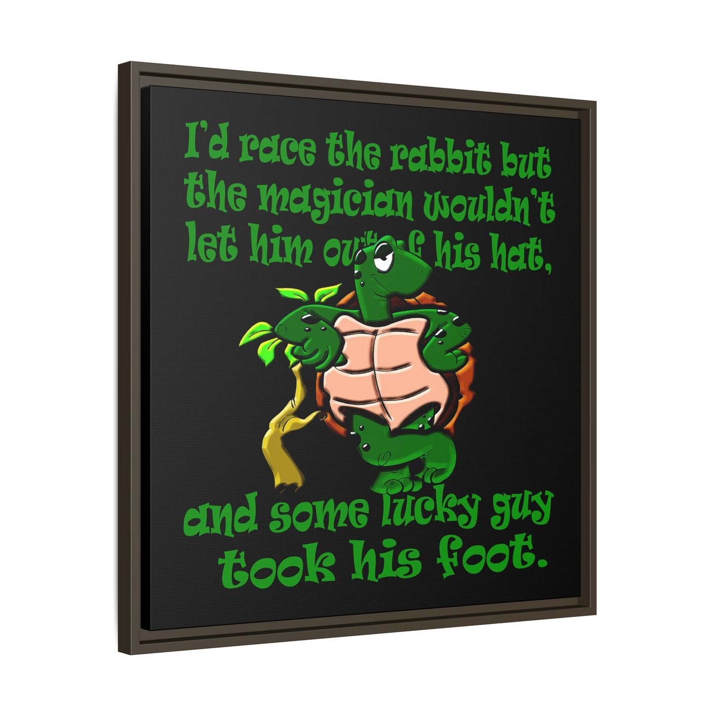 turtle race - framed canvas art (black)