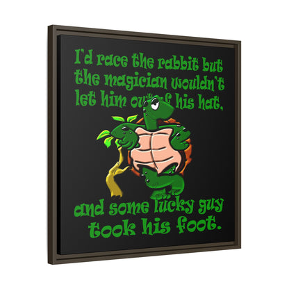 turtle race - framed canvas art (black)
