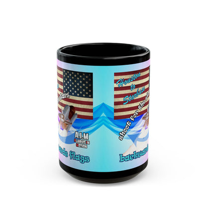 shoot for the stars - Black Mug (light blue-pink wave)