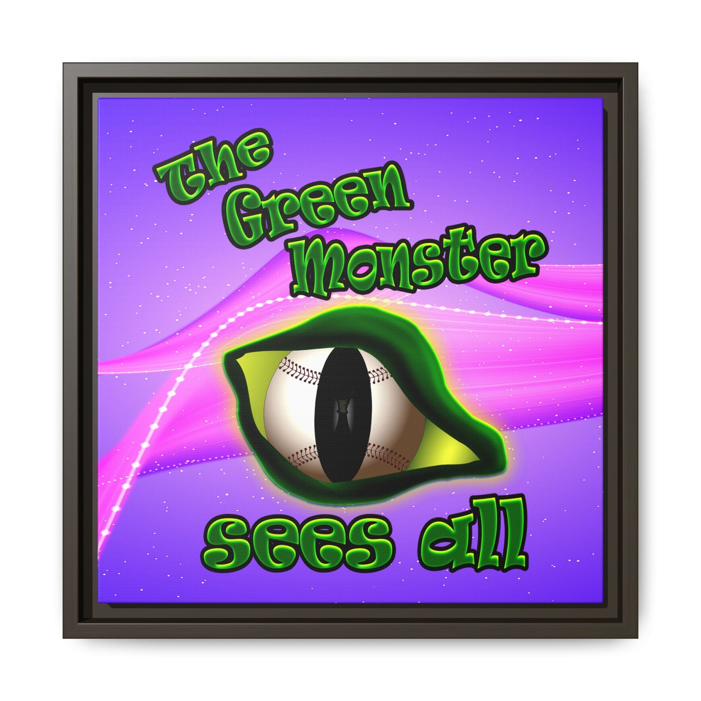 green monster - framed canvas art (purple-pink wave)