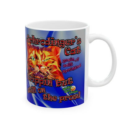 schrodinger's cat - White Mug (blue-white wave)