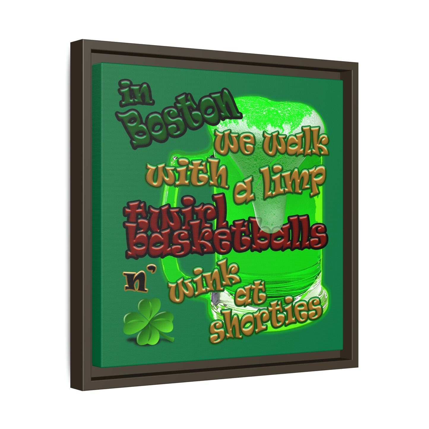 celtics logo - framed canvas art (dark green)