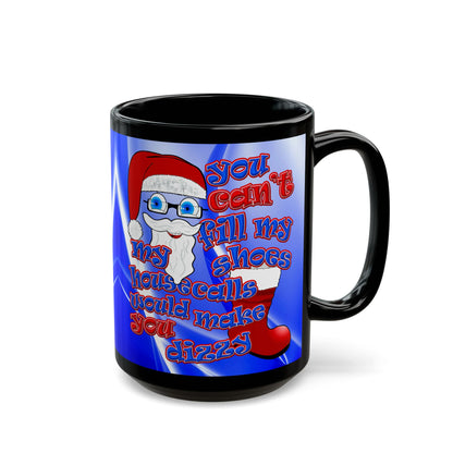 santa's shoes - Black Mug (blue-white wave)