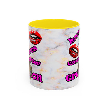 hoes b4 bros - Accent Mug (white marble)
