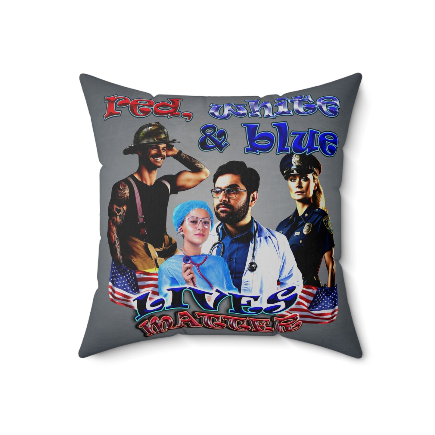 rw&b lives matter - Spun Polyester Square Pillow - (grey-light grey)