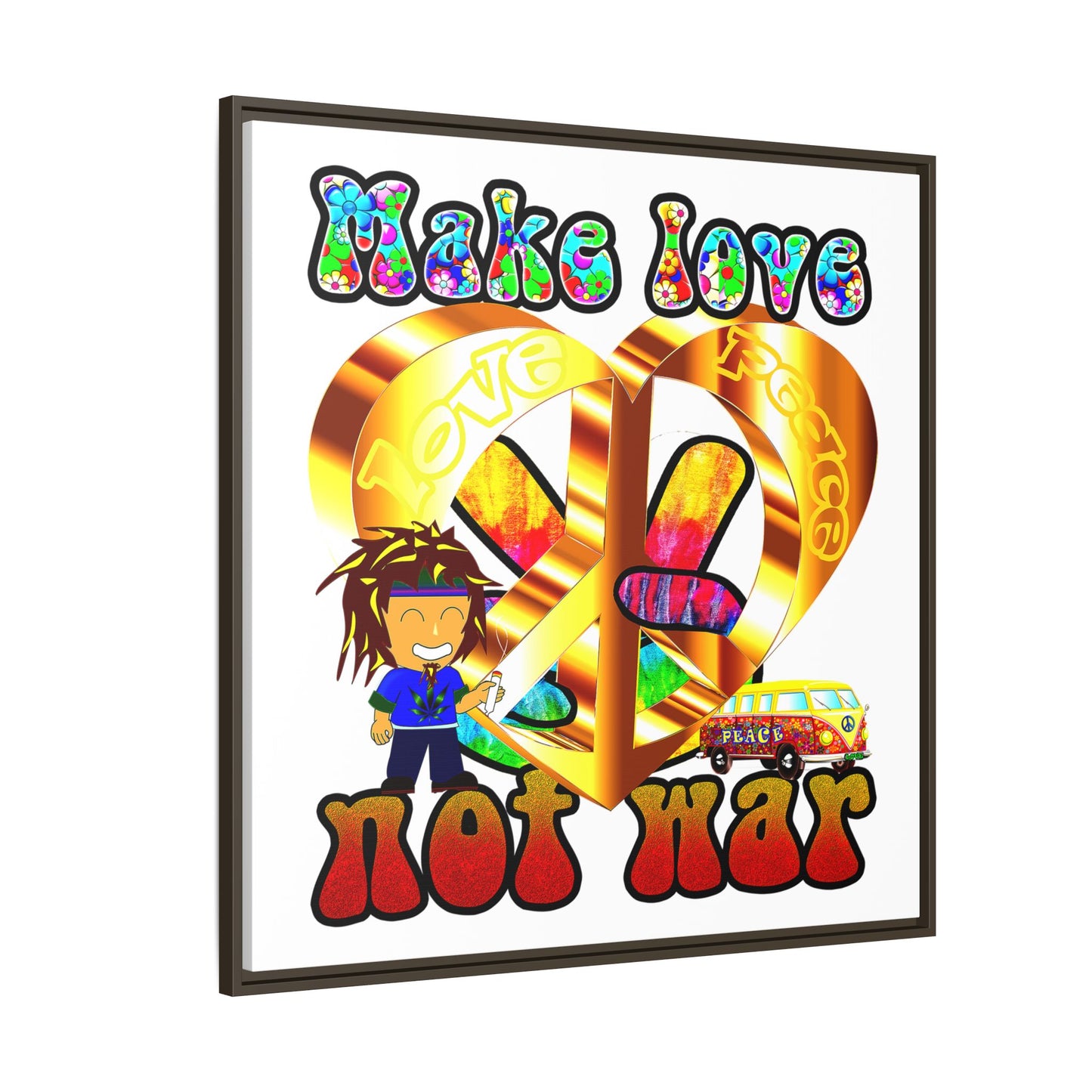 love peace - framed canvas art (white)