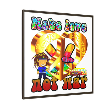love peace - framed canvas art (white)