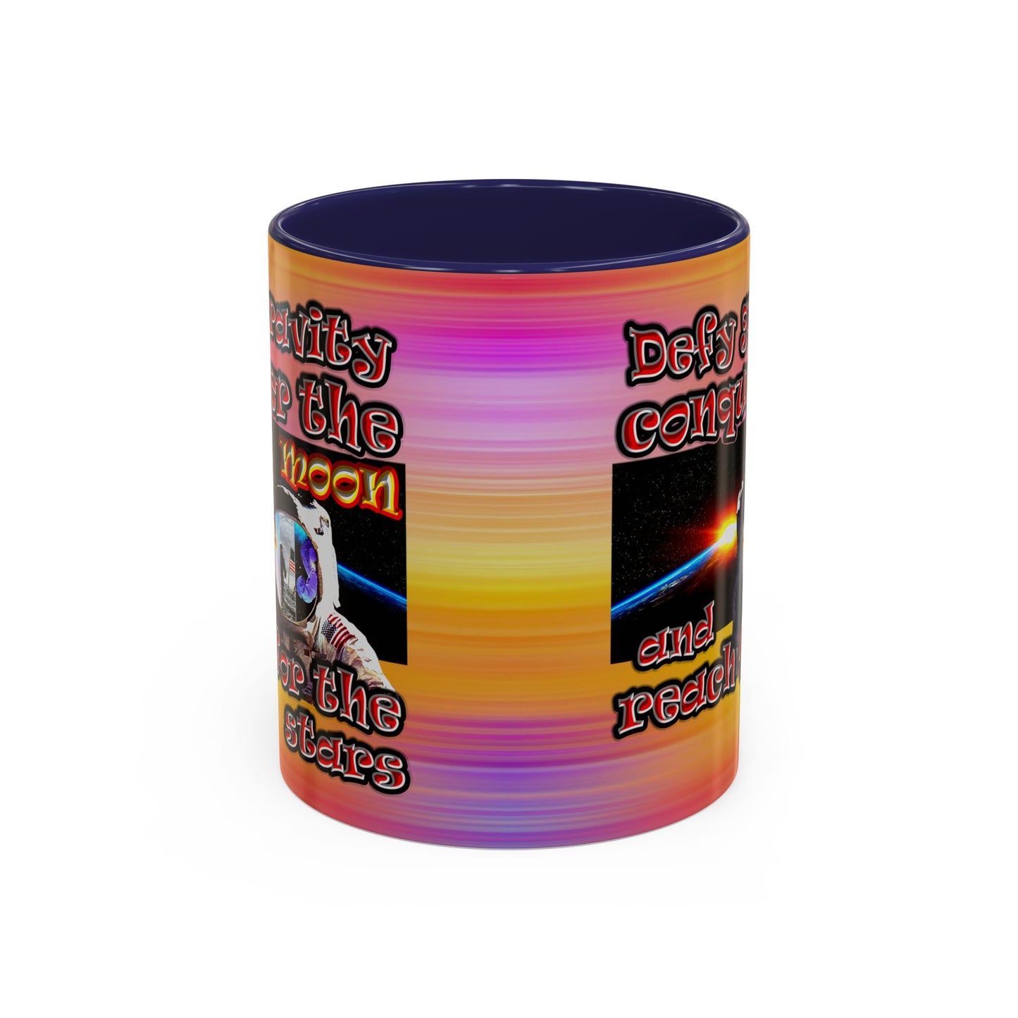 defy conquer reach - Accent Mug (color blur)