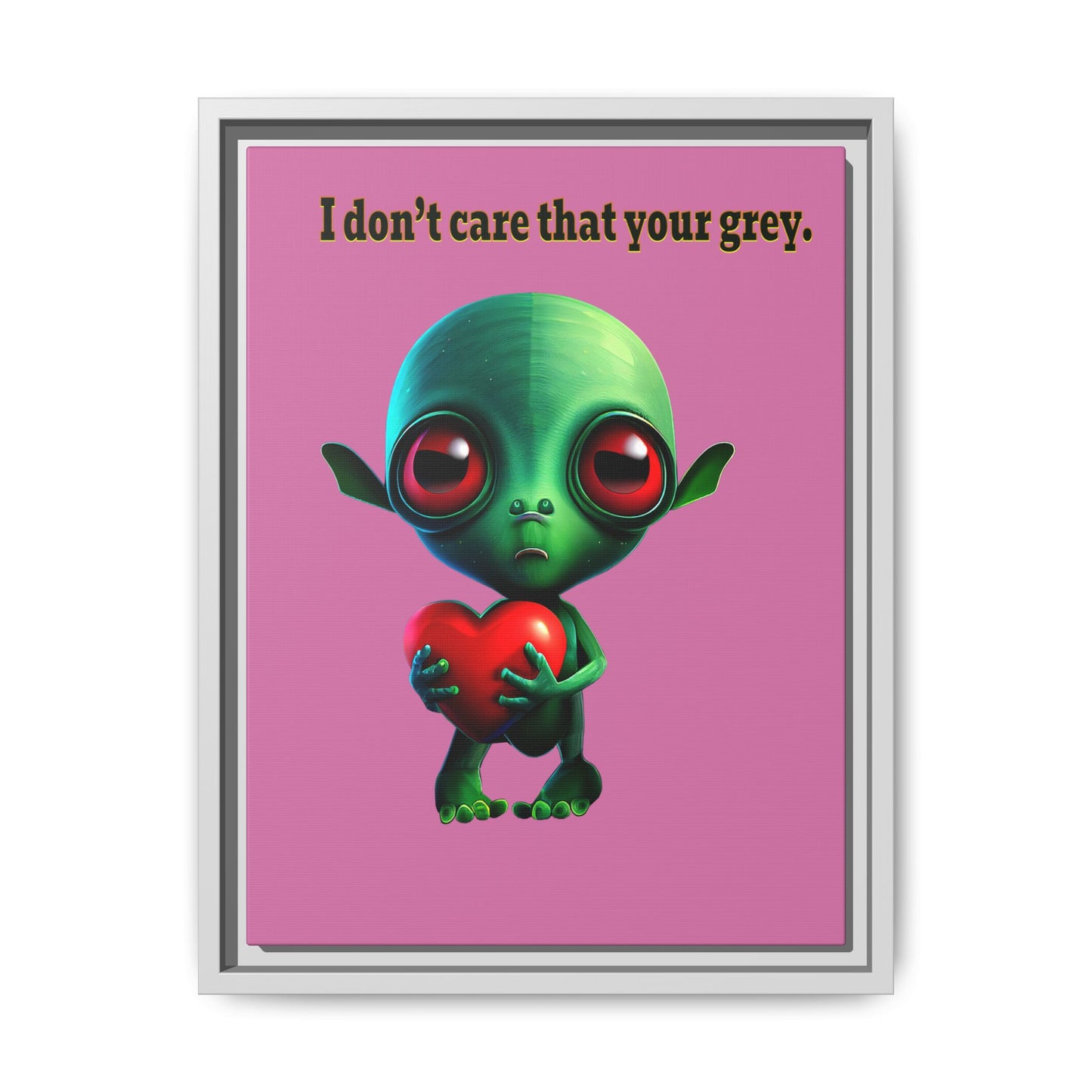 I don't care that your grey - framed canvas art (light pink)