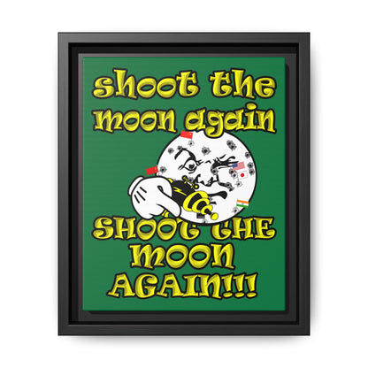 shoot the moon again - framed canvas art (dark green)
