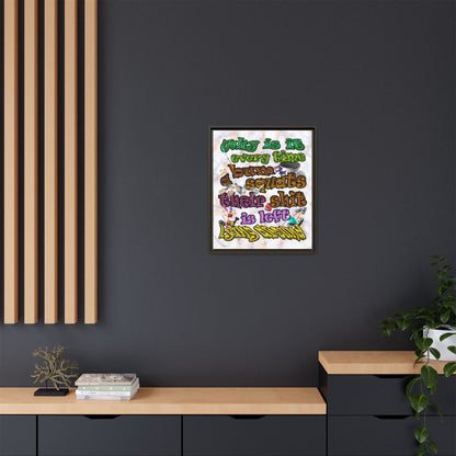 the bum's shit - framed canvas art (white marble)