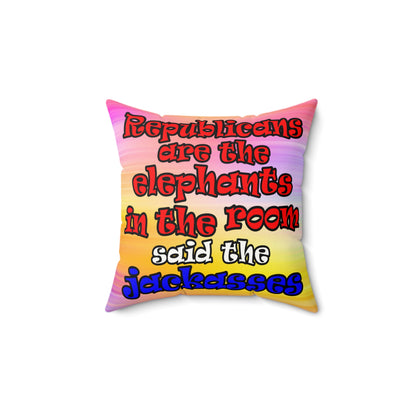 donkeys and elephants - Faux Suede Square Pillow - (color blur)